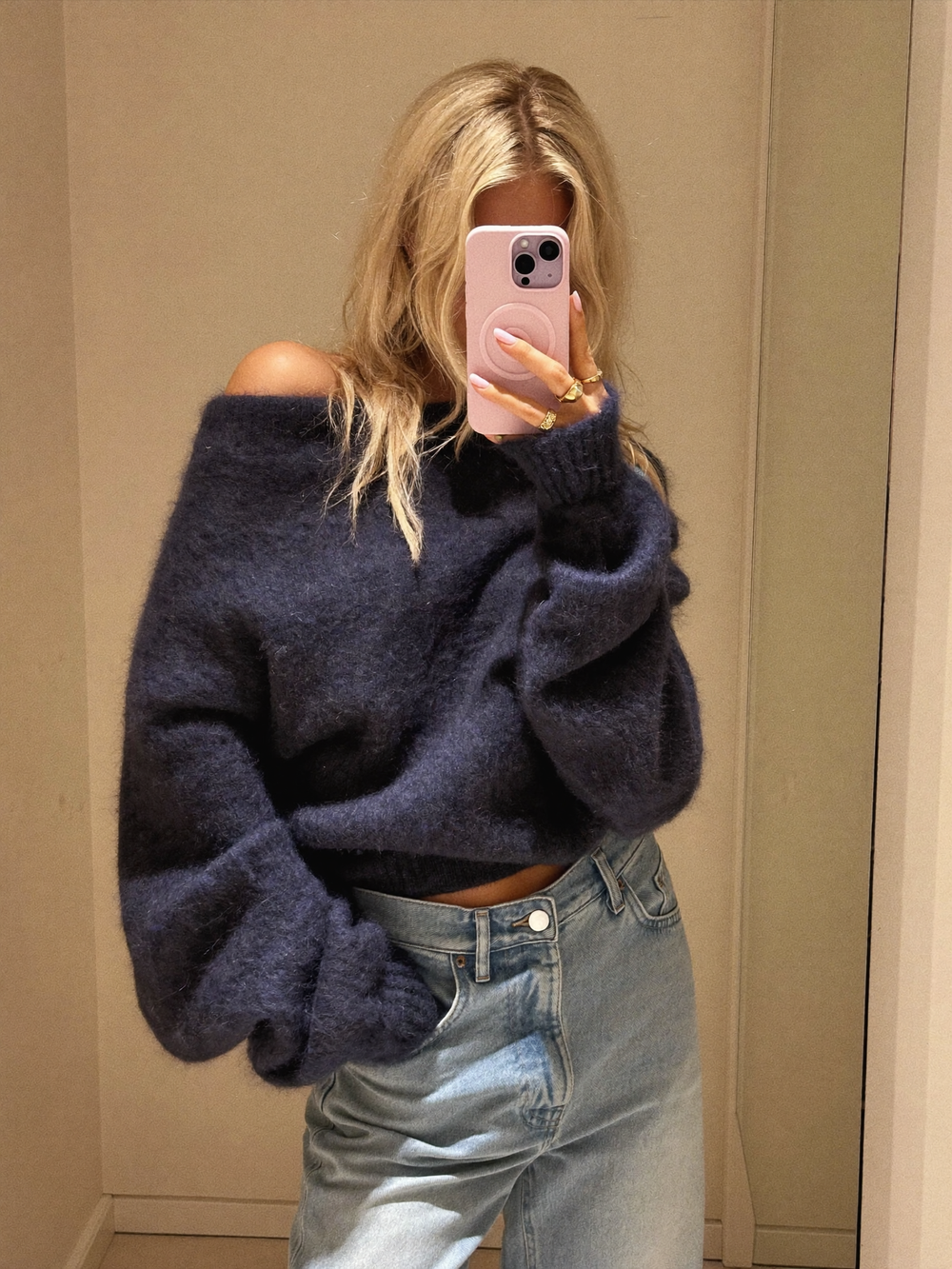 Navy Avenlii Alpaca Sweater
